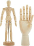 7" Wooden Hand Model and 8" Posable Wooden Mannequin Figure for Drawing, Adjustable Art Supplies (2-Piece)...