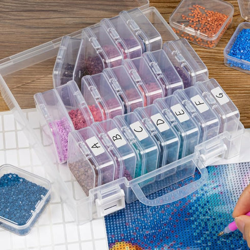 Bead Organizer Box, 24 Slots Diamond Painting Bead Storage Containers, Diamond Painting Art Accessories Boxes Craft Bead Storage Box Organizer Bea...