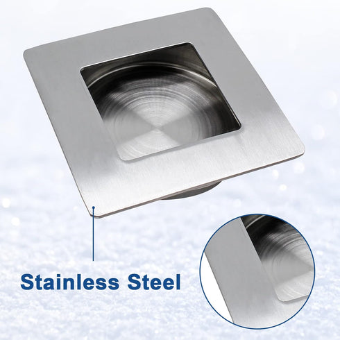 2 Pack 50 x 50MM / 1.97 x 1.97 Inch Recessed Flush Pulls, Stainless Steel Square Recessed Invisible Flat Finger Pull, Sliding Door Handles for Clo...