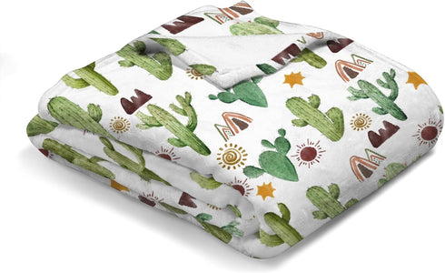Green Cactus Sun Mountain Baby Blanket for Boys Girls Desert Cactus Tribal Flannel Super Soft Receiving Blankets Warm Swaddle Blanket Bedding Blan...