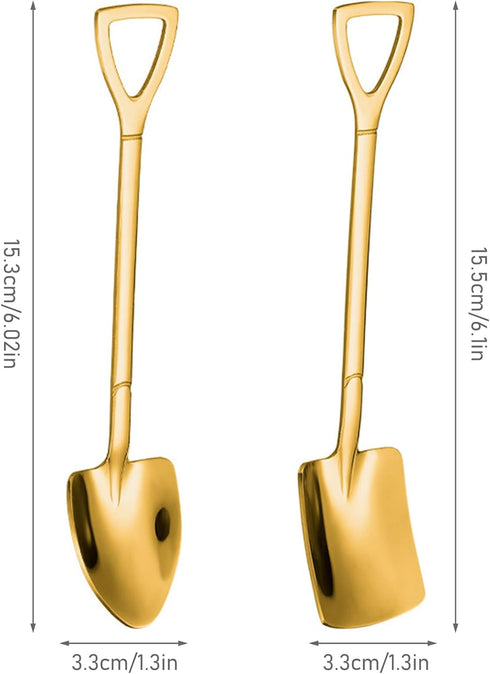 10PCS Gold Shovel Shape Spoons, Stainless Steel Tea Spoon Coffee Spoon Dessert Spoon, Mini Cute Mixing Spoon Sugar Spoon Cake Spoon Ice Cream Spoo...