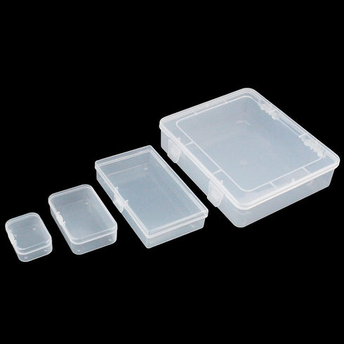 7 Pieces Mixed Sizes Rectangular Empty Mini Clear Plastic Organizer Storage Box Containers with Hinged Lids for Small Items and Other Craft Projec...