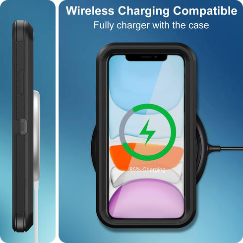 for iPhone 11 Case, with Built in Screen Protector Heavy Duty Drop Protection, Full Body Rugged Shockproof Dust Proof 3- Layer Tough Protective Ph...