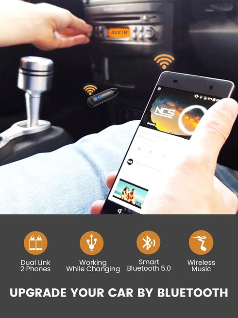 3.5mm Bluetooth Aux Adapter for Car - Maedhawk Stylish Bluetooth 5.0 Receiver with Noise Cancelling and Headphone Jack for Truck Home Stereo Headp...