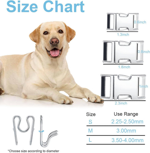 Dog Collar Buckle, Fastener Stainless Steel Buckle for Small Medium Large Dogs Collar Steel Chrome Plated No Pull Dog Collar Fastener (M:3.0mm, Ar...