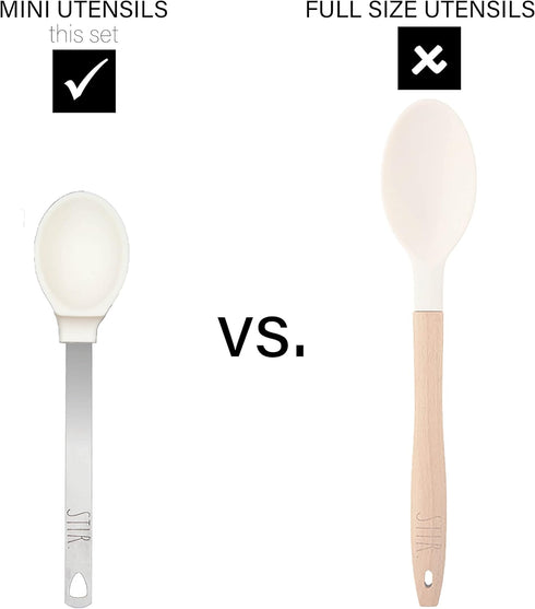 Rae Dunn Everyday Collection 9 Piece MINI Kitchen Utensil Set- Stainless Steel and Silicone Kitchen Tools- (White)...