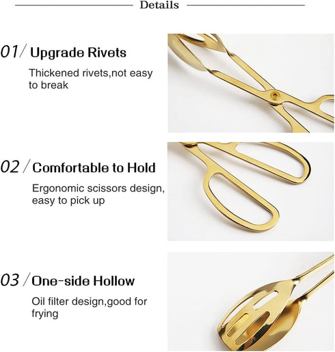 2 Pieces Buffet Salad Tongs for Kitchen Serving and Cooking, Stainless Steel Food Scissor Tongs, Catering Utensil for Bread Cake Bake Steak Barbec...