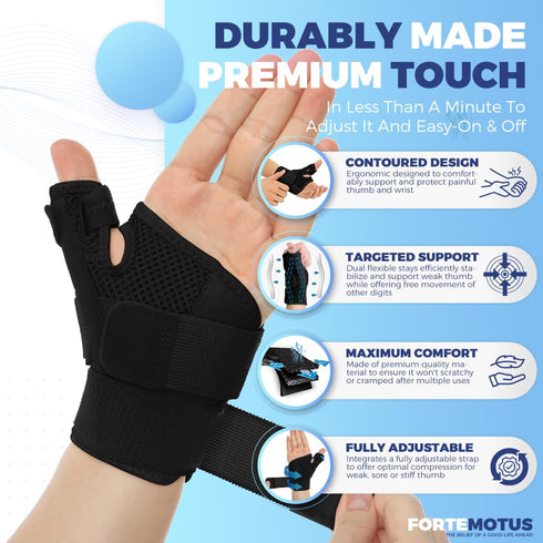 CMC Thumb Brace, Thumb Brace Support Splint for Thumb Pain Relief, Tendonitis, Thumb Stabilization Support for Reversible Thumb Hand Discomfort Pa...