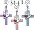 Faith Hope Love Cross Christmas Ornaments - Set of 3 - Religious Crosses with Doves, Hearts and Embossed Words - Inspirational Xmas Gift - 3" H...