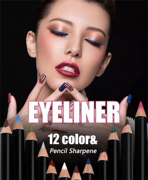 12Pcs Lot Set 12 Colors Eyeliner Pencil Waterproof Eyebrow Pencil Cosmetics with a Pencil Sharpener...