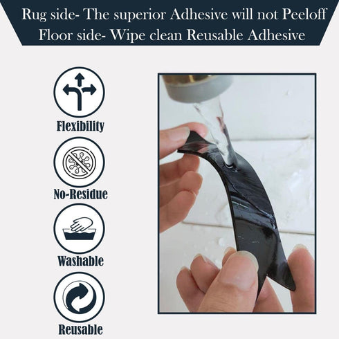14 PCS Rug Tape Gripper - Double Sided Reusable Washable Grippers for Rugs- Non-Slip Rug Pads Gripper for Hardwood Floors- Non Slip Rug Pads - Rug...