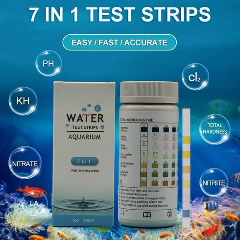 7 in 1 Aquarium Test Kit, 100 Strips Aquarium Water Test Kit, Test Strips for Freshwater/Saltwater Aquarium, Fast & Accurate Water Testing Strips ...