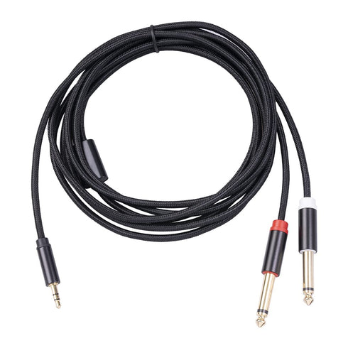 3.5mm to Dual 1/4 Adapter 1/8 to 6.35mm TS Mono Audio Cable Stereo Breakout Cord Y Splitter Compatible with iPhone, iPod, Computer Sound Card, Hea...