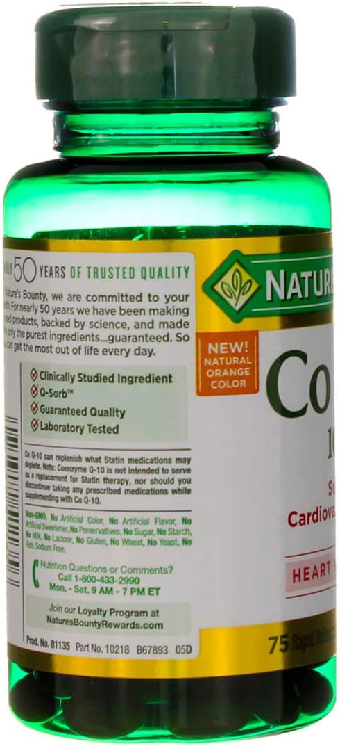 Nature's Bounty Co Q-10 100 mg Dietary Supplement Softgels - 75 ct, Pack of 2...