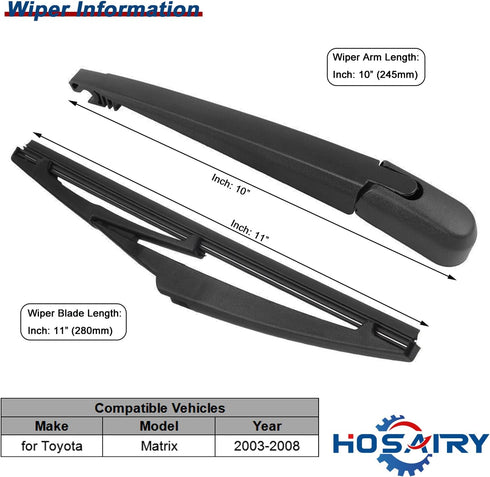 Rear Wiper Arm Blade Set for Toyota Matrix 2003-2008 Rear Windshield Wiper Arm Blade Assembly 85241-42040 85242-12090...