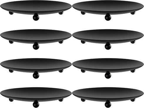 8PCS Iron Plate Candle Holder,Black Candle Holder Iron Plate,4'' Iron Candle Stand Plate for LED & Wax Candles,Decorative Pillar Candle Plate for ...