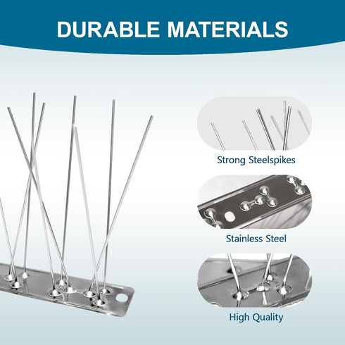 Bird Spikes for Pigeons Small Birds, 3 Pack Bird Spikes for Outside to Keep Birds Squirrel Cat Away, Stainless Steel Anti Bird Spikes for Fence Wi...