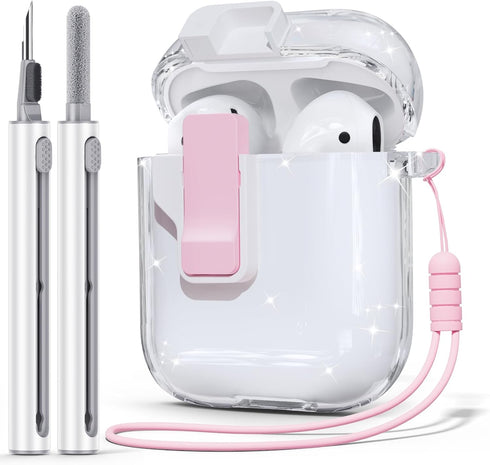 Clear AirPod Case, for AirPods 2nd/1st Generation Case with Cleaner Kit, Secure Lock Airpods Case for Apple AirPods 2nd/1st Gen Charging Case with...