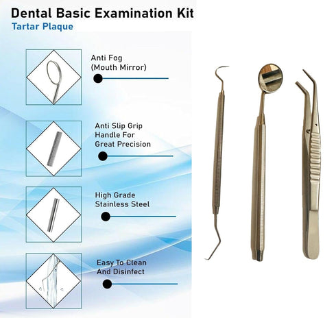 Dental Tools, Plaque Remover For Teeth Professional | Dental Hygiene Cleaning kit - Stainless Steel Tweezer With Free Mouth Mirror Floss Pick, Sca...