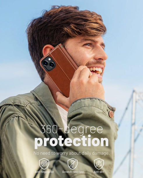 OCASE Compatible with iPhone 15 Plus Wallet Case, PU Leather Flip Folio Case with Card Holders RFID Blocking Kickstand [Shockproof TPU Inner Shell...