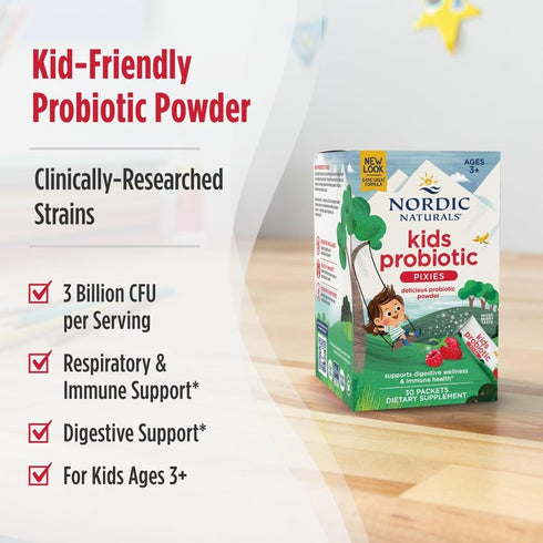 Nordic Naturals Kids Probiotic Pixies, Mixed Berry - 30 Packets - 3 Billion CFU - Digestive Wellness, Immune Support - Non-GMO, Vegan - 30 Serving...