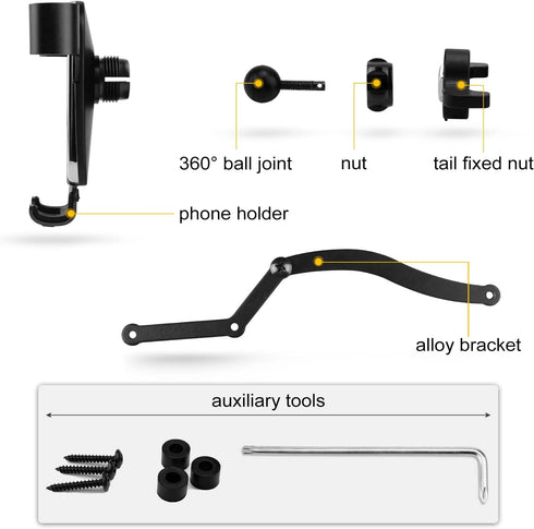 KUNGKIC for Mini R50 R52 R53 Hatch Auto Phone Holder Aluminum Car Cradle Rotatable Clip Foldable Cell Phone Cradle Mount Fit for 3.5-5.5 Inch Phon...