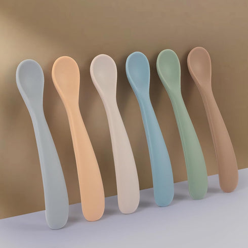Baby Spoons, 6 Pack First Stage Silicone Baby Feeding Spoons, Soft Tip Feeding Baby Utensils, Baby Led Weaning Supplies Training Spoons, Dishwashe...