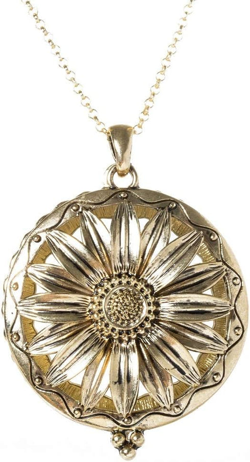 Artisan Owl Sunflower 4X Magnifier Magnifying Glass Sliding Top Magnet Pendant Necklace, 30"...