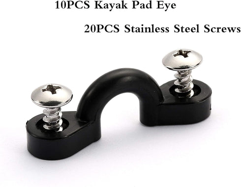 Kayak Pad Eye Kit, 10PCS Nylon Bungee Deck Loops Tie Down Pad Eye with 20 Screws for Boat Kayak Deck Rigging Kit...