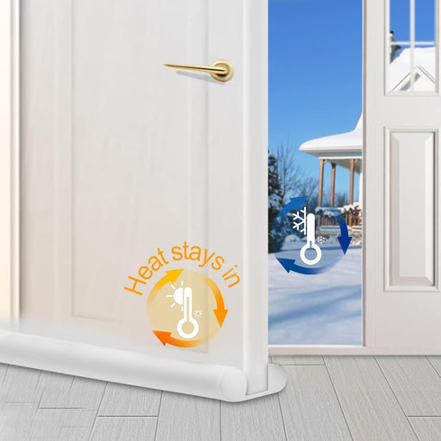 MAXTID Under Door Draft Blocker 36" Door Sealers for Bottom of Door Seal Strip Block Air Double Door Draft Stopper White Door Sweep Noise Cancelli...