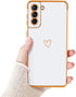 Compatible Samsung Galaxy S21 Plus 5G Case for Girls Women, Cute Love Heart Plating Electroplate Luxury Phone Case with Camera Protection+Anti-Dro...