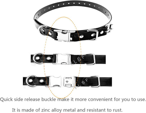Quick Snap Bungee Dog Collar Strap with D Ring for Most of Electronic Training Shock Collar Receivers-Adjustable Durable Waterproof Odorless 3/4 I...