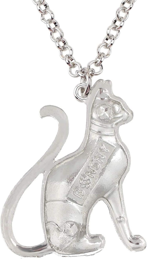 BONSNY Statement Enamel Alloy Chain Cat Necklaces Pendant Original Design For Women Jewelry Gift Charms (Blue)...