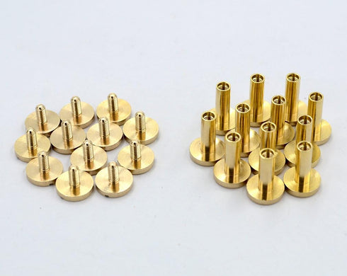 DGOL 12 Pairs Brass Backscrews with Hole Punch Golden Leather Fasteners Sturdy Binding Rivets Belt Strap Collar Back Screws Length (0.473 inch)...
