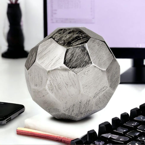 Modern Day Accents 3618 Facetado Silver Sphere, Filler Balls, Home Office, Room Decor, Desk, Tabletop, Modern Home Decor, Centerpiece, Decorative ...