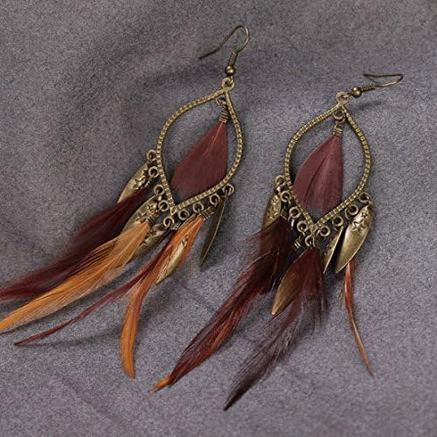FXmimior Fashion Women Vintage Bohe Feather Earrings for Christmas Xmas Jewelry Women...