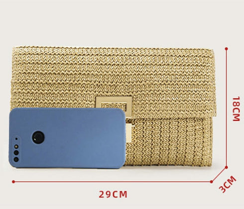 Straw Clutch Purses for Women Vintage Summer Straw Beach Bag Woven Purse Wicker Rattan Envelope Clutch for Wedding...