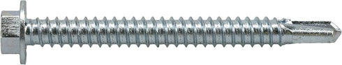 Power Pro Premium Self-Drilling Metal Screws, Zinc Plated Steel, Hex Washer Head Metal to Metal Winged Point Screws, Silver, ¼ x 2-½ inches, Box o...