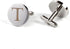 Mens Initial Silver Cufflinks A-Z Alphabet Letter Steel Cuff Links with Engraved Walnut Wood Box Groom Groomsman Wedding Set…...