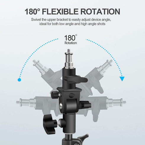 WELLMAKING U-Shape Camera Flash 180°Swivel Mount Bracket with Standard 1/4 to 3/8 inch Metal Male Screw Spigot Stud Compatible for Umbrella Softbo...