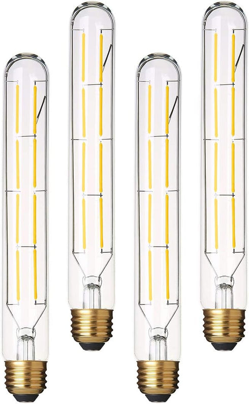 Dimmable T10 Edison Led Long Tubular Bulb 4000k Daylight White,8W Vintage Filament Bulb 80W Equivalent, E26 Base Led Bulb, 8.9inch, Pack of 4...
