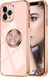 Omorro for Case iPhone 11 Pro Max Case for Women with Ring Holder, 360 Degree Rotation Kickstand Girly Cases Bling Glitter Plating Rose Gold Edge ...