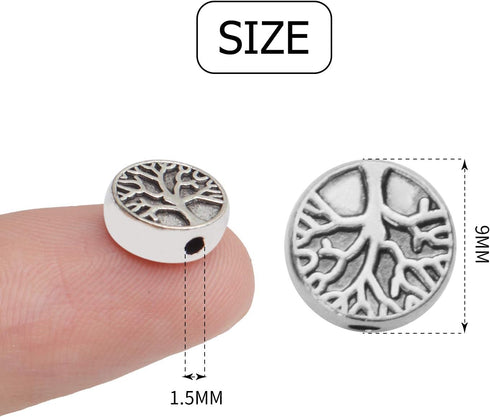 60pcs Antique Tree of Life Beads Mixed Loose Spacer Beads Metal Jewelry Findings for Making Necklace Bracelet Craft...