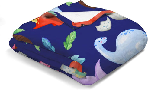 Baby Blanket Baby Dinosaur Cute Animals Flannel Throw Blanket Navy Blue Receiving Blanket Funny Baby Essentials for Boys Girls Multicolor 40x50 in...