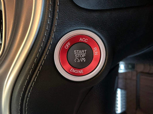 Control Knob Covers?Engine Start Stop Sticker Volume AC Radio Switch Button Decal Trim Aluminum Alloy Rings Compatible with Dodge Challenger/Charg...