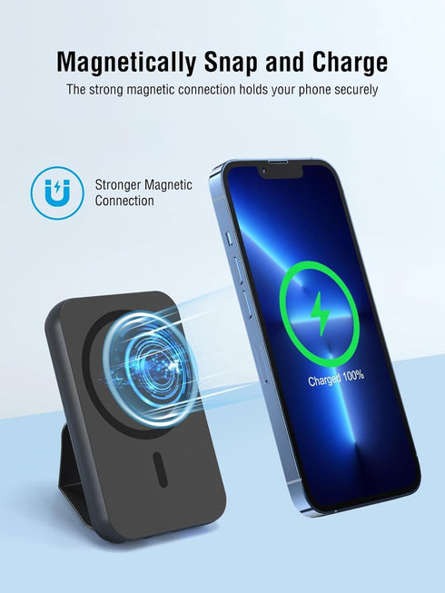 QiSa Portable Charger, PD 30W Fast Charger Foldable Wireless Power Bank with USB-C Port, Mag-Safe Battery Pack Only for iPhone 15/14/13/12 Series ...