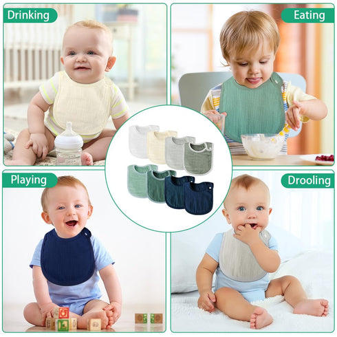 8PCS Muslin Baby Drooling Bibs, Baby Bibs for Infants Girls & Boys, Baby Bandana Drool Bibs Cotton, Waterproof Cotton Baby Bibs, 6 Absorbent Layer...