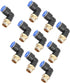Push in Joint Pneumatic Connector, 10 pcs 8mm G1 push in anslutningar 90 Degree Male Thread Quick Fittings Push to Connect Lock Elbow Pipe L Shape...