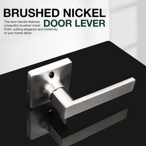 GOBEKOR 1 Pack Brushed Nickel Lever Door Handle Dummy Door Levers Square Closet Door Handles for Pantry Interior Non-Turning Door Lever...