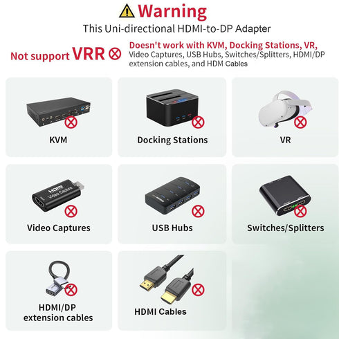 BENFEI HDMI to DisplayPort, Uni-Directional HDMI (Source) to DisplayPort (Display) Adapter 4K@60Hz/2K@144Hz/1080P@165Hz Compatible with Laptop, Xb...